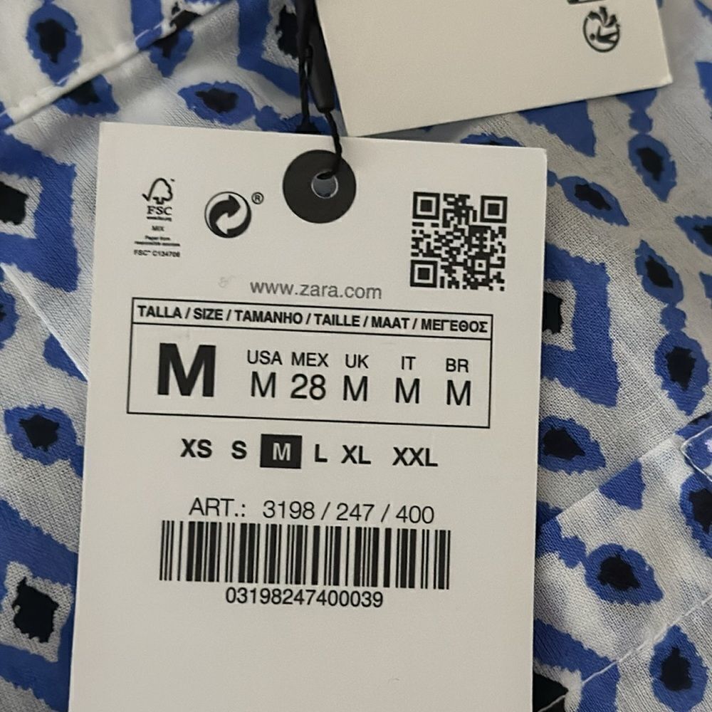 ZARA Blue Printed Pants with Pockets NWT Sizes M & L - Picture 5 of 10